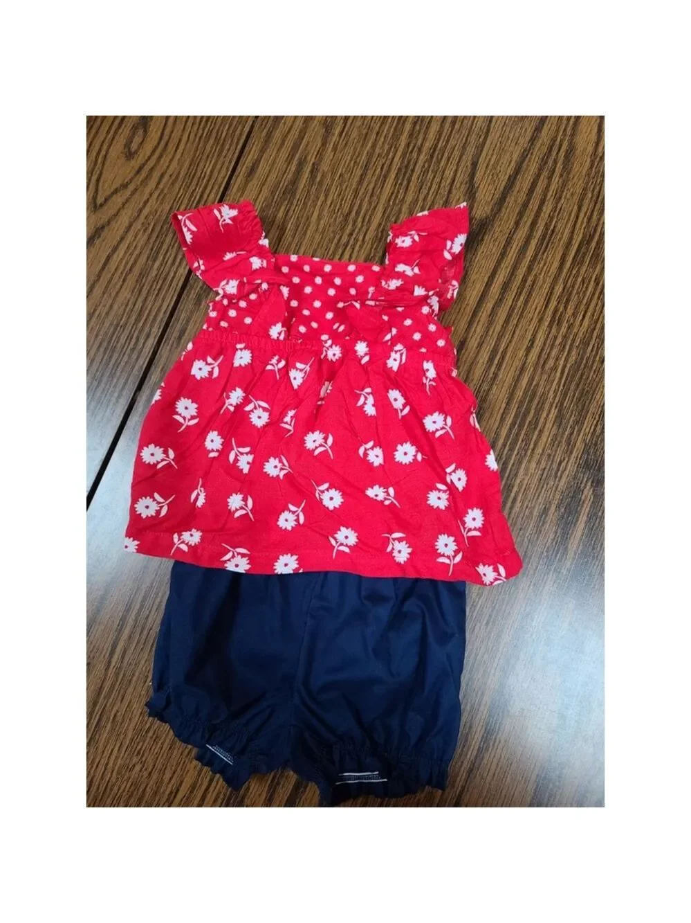Carter's Girls 6mos Red Blue Shorts Outfit, NWT 2-Piece Set